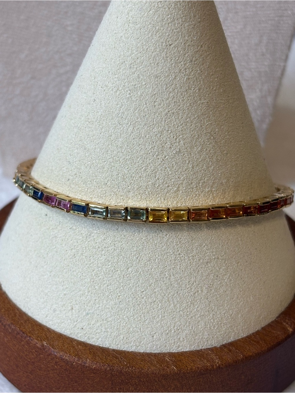 Sapphire Multi Colored Tennis Bracelet 18k Gold Vermeil over 925 Sterling Silver